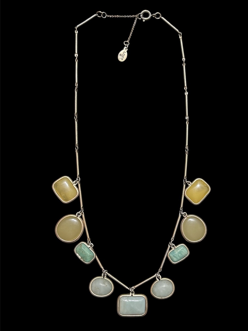Loft Multi-Stone Drop Necklace - Pale Yellow & Seafoam Green